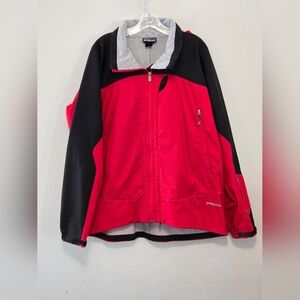 Patagonia Men's Hooded Jacket, Size L. Black/Red, Pockets Warm Stylish